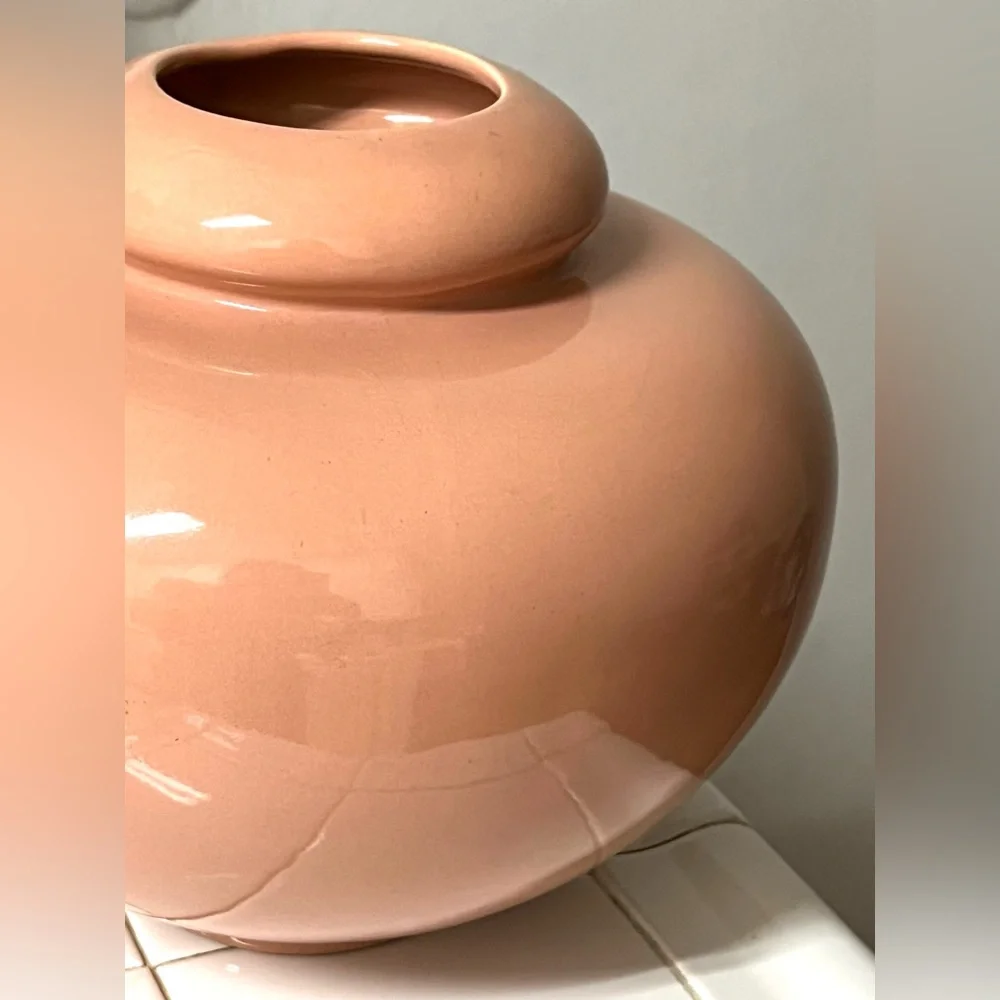 VTG Madeline Original Studio Art California Pottery MCM Dusty Pink Round Vase 8